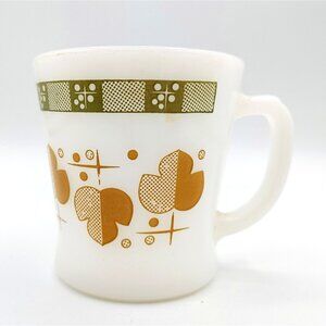 Anchor Hocking Fire king Mug Cup Atomic Leaf green & Brown